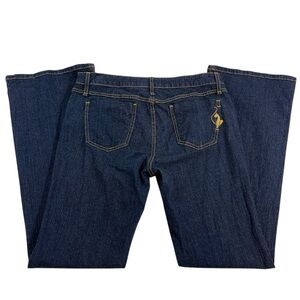 Vtg Y2K Baby Phat Bootcut Gold Cat Embroidered Blue Denim Jeans Womens 13 2000s